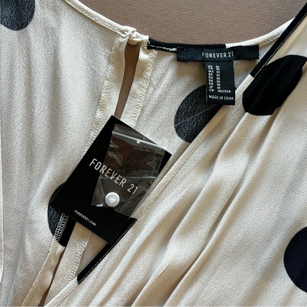 Ivory & Black Polka Dot V-Neck Dolman Sleeve Maxi Dress NWT - Picture 6 of 16
